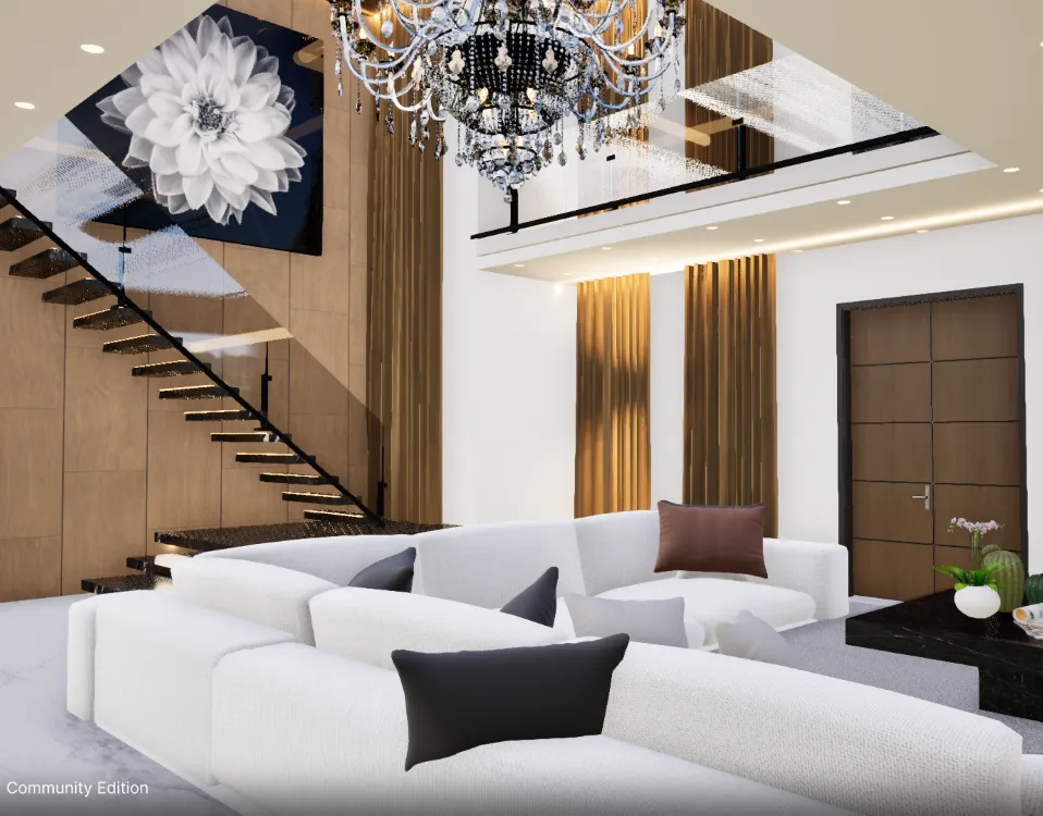 perspective view of living room
